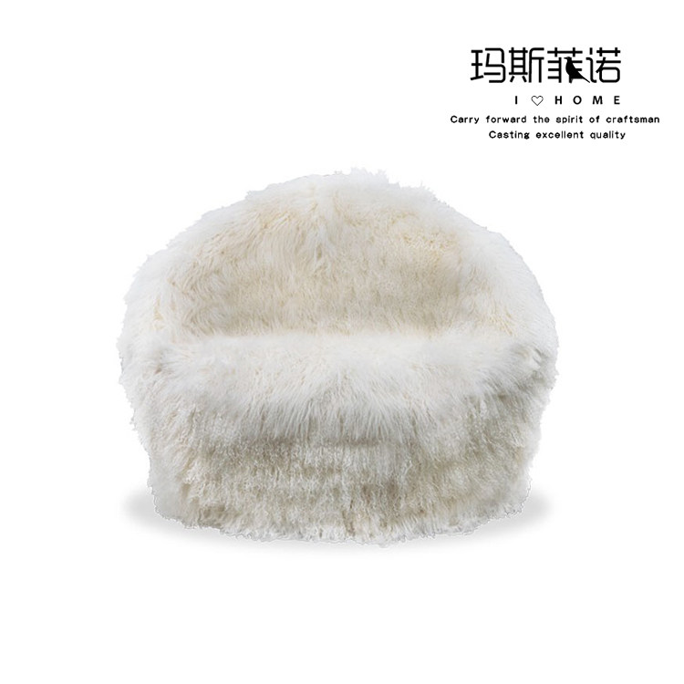 Marsfino Nordic designer creative fashion personality wool Arctic armchair living room minimal white sofa