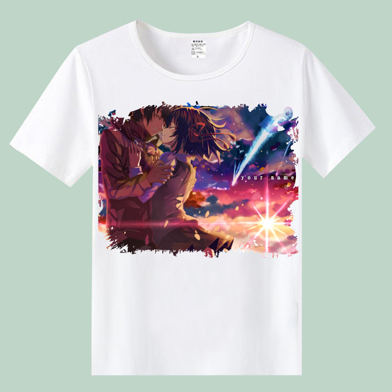 Tên của bạn t-shirt Xinhai Chengli Huajing Cung Điện nước ba lá phim hoạt hình anime xung quanh quần áo mùa hè vòng cổ ngắn tay áo búp bê hình dán