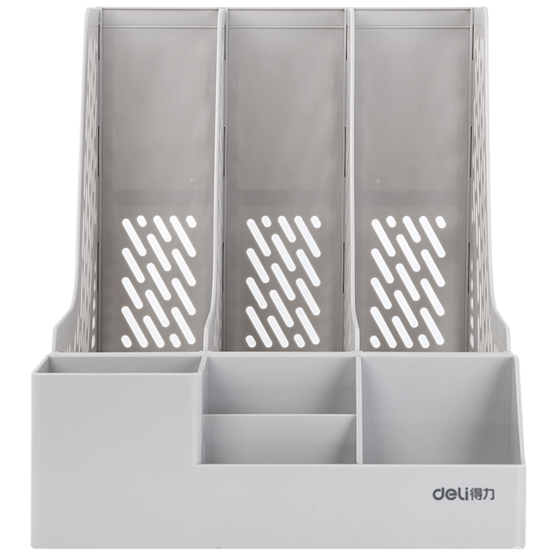 Deli 78980 file box with pen holder storage desktop finishing box office three-grid file information shelf file basket