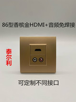 hdmi audio panel type 86 champagne gold HDMI direct plug 2 0 high definition dual audio two lotus solder-free sockets