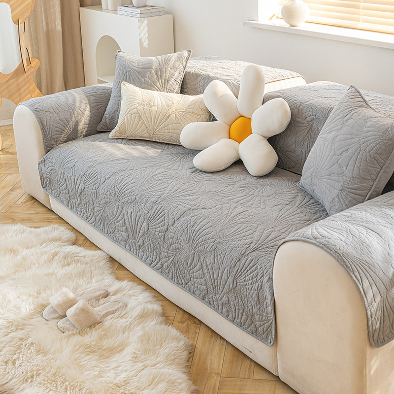 Sofa cushion Four seasons universal anti-slip upscale leather sofa special sofa cover Syneille dust-proof seat cushion advanced sensation