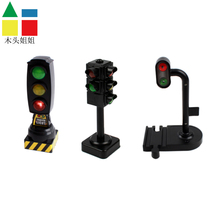 Wood sister voice traffic signal sign wooden track accessories compatible magnetic train puzzle