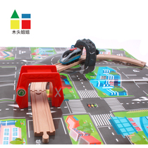 Wood sister induction electric locomotive sound luminous compatible with rice rabbit track and magnetic train clearance