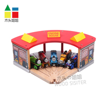 Wood Sister Luxury Red Top Garage Set Wooden Train Track Toys Children Remote Control Electric