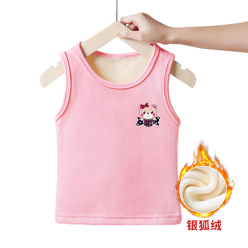 Children plus velvet vest girls vest autumn and winter wear baby inside wearing plus plush warm leggings outside wearing foreign gas horse clips