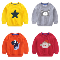  Boys  sweaters spring and autumn 2021 new 3 female babies 4 children 5 tops small 6 cartoon 9 personality 7 years old pure cotton tide