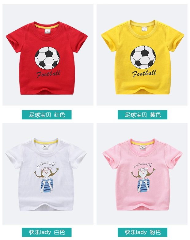 Áo thun ngắn tay cho bé 2018 Mùa hè Lớp A Phim hoạt hình Cậu bé mùa hè Top 3 Cotton Baby Girls Casual nửa tay áo