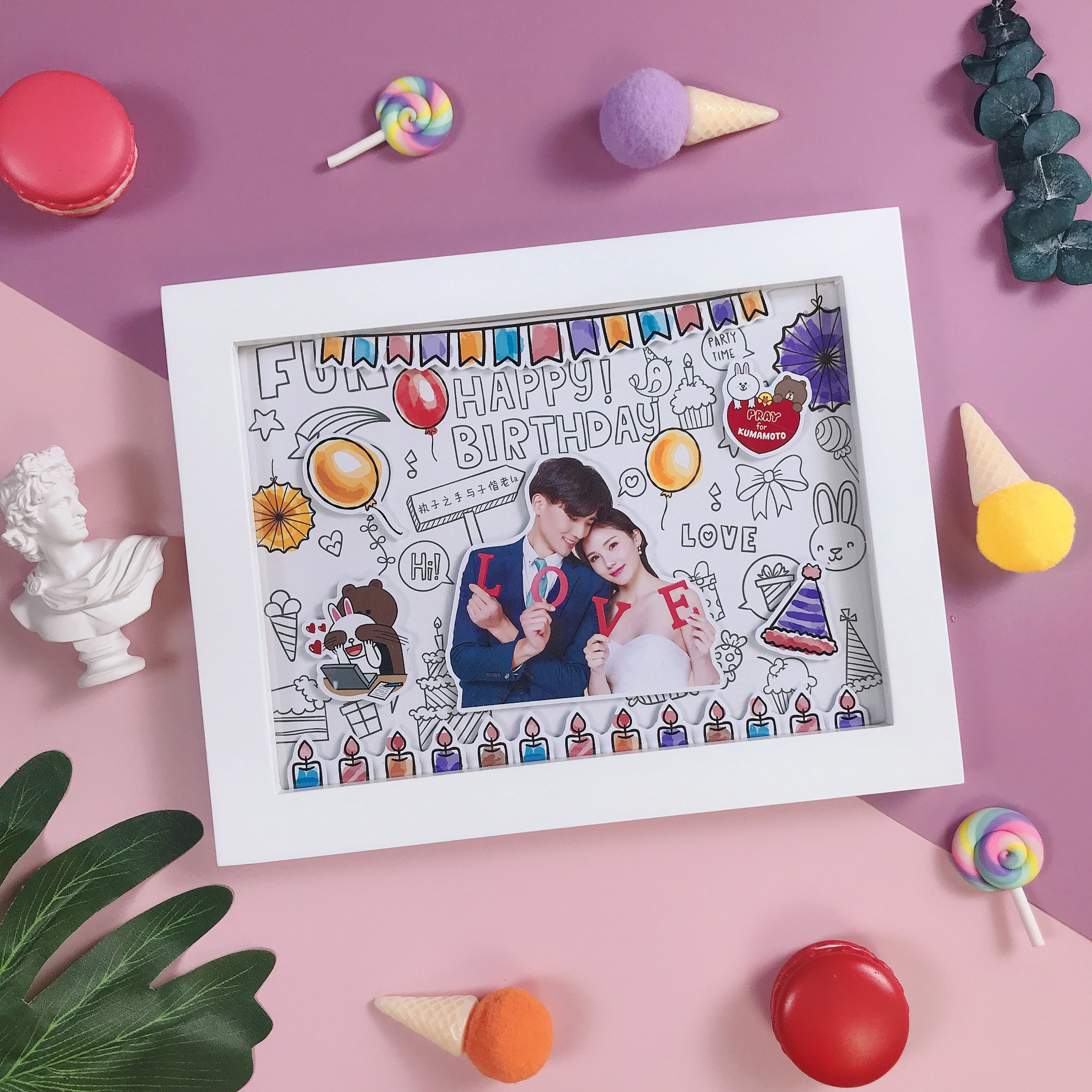 Creative Artisanal Diy Custom Birthday Cloud Photo Lovers Bestie Memorial Gift Pendulum Table Solid Wood Solid Photo Frame