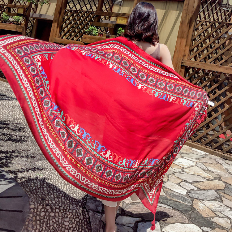 Outdoor sun protection wrap skirt shawl seaside travel anti-UV female long version shawl summer beach chiffon thin scarf