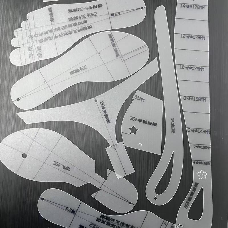 Shoe Design Template, Boot Curve Ruler, Foot Mold, Insole Auxiliary Tool, Transparent Pp Plastic Sheet, Computer Cutting
