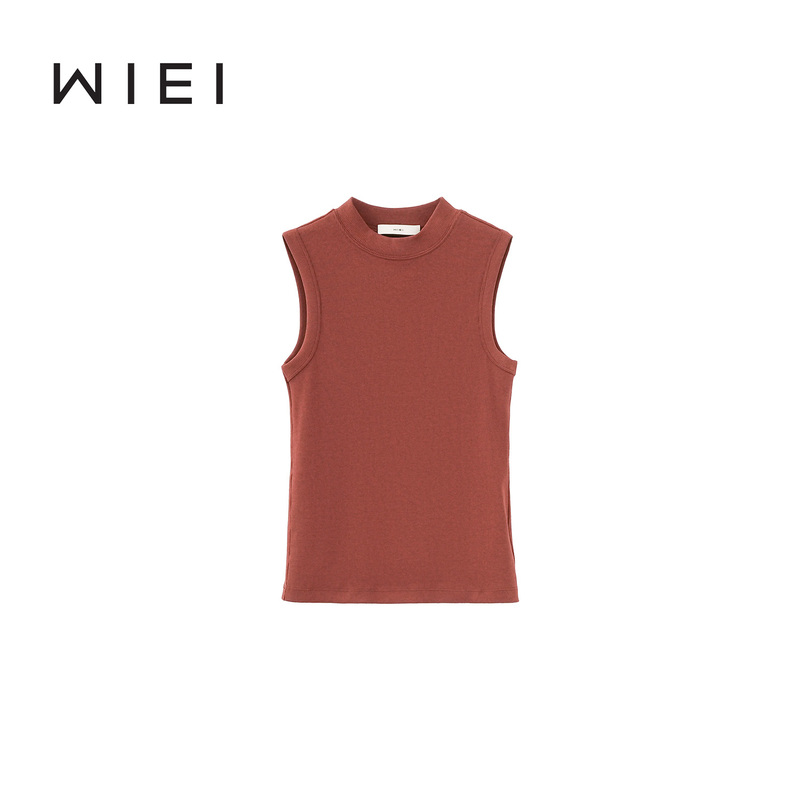 《Wi Ei》 Western-Style Slim-Fit Ribbed Knit Cleanfit Classic Mock Neck Vest W26100084