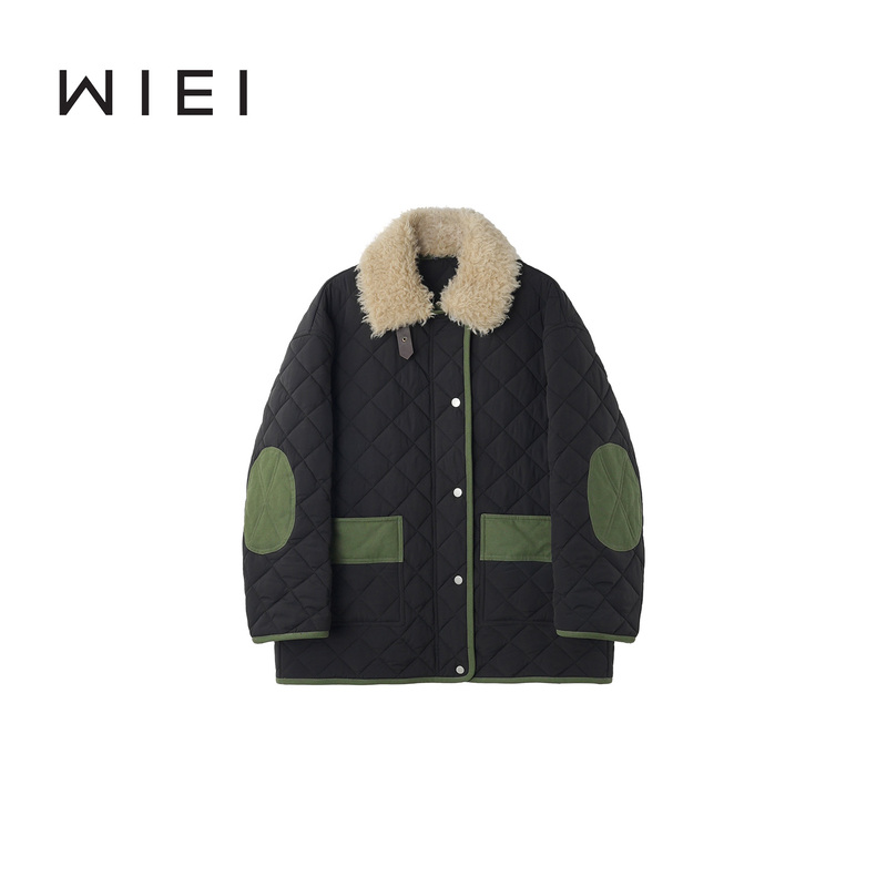 Rongrong Wiei* Cartoonist Detachable Wool Collar Quilted Thickened Warm Quilted Cotton Jacket W25406170