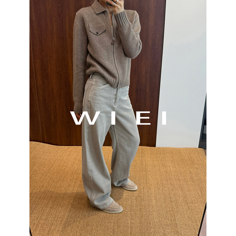 Rongrong Wiei "Ginger Milk*Lp' Old Money Style High-End Consinee 100% Cashmere Cardigan Sweater W25409253