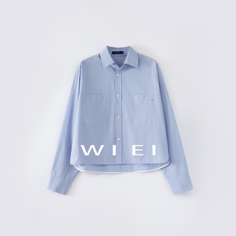 《Wi Ei》 Small Striped Shirt Made from the Same Source as The*0W100% Imported Pima Cotton, Short Style, Striped Shirt W26101057 《Wi Ei》 Small Striped Shirt Made from the Same Source as The*0W100% Imported Pima Cotton, Short Style, Striped Shirt W26101057