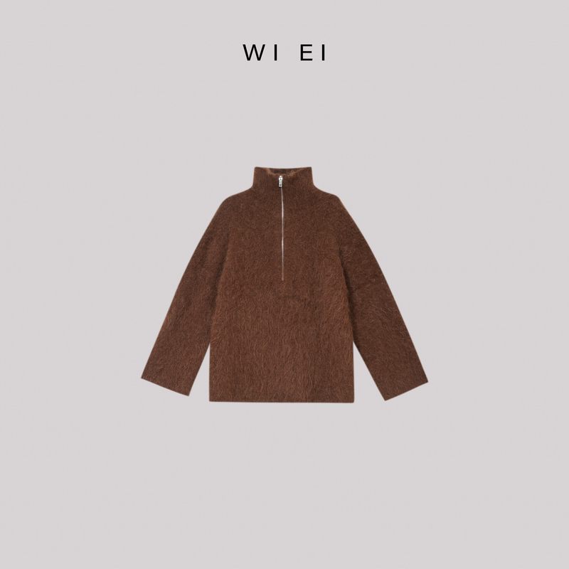 《Wi Ei》Montblanc*Atmospheric*Alpaca Wool Half-Zip Skin-Friendly Warm Sweater 7A098