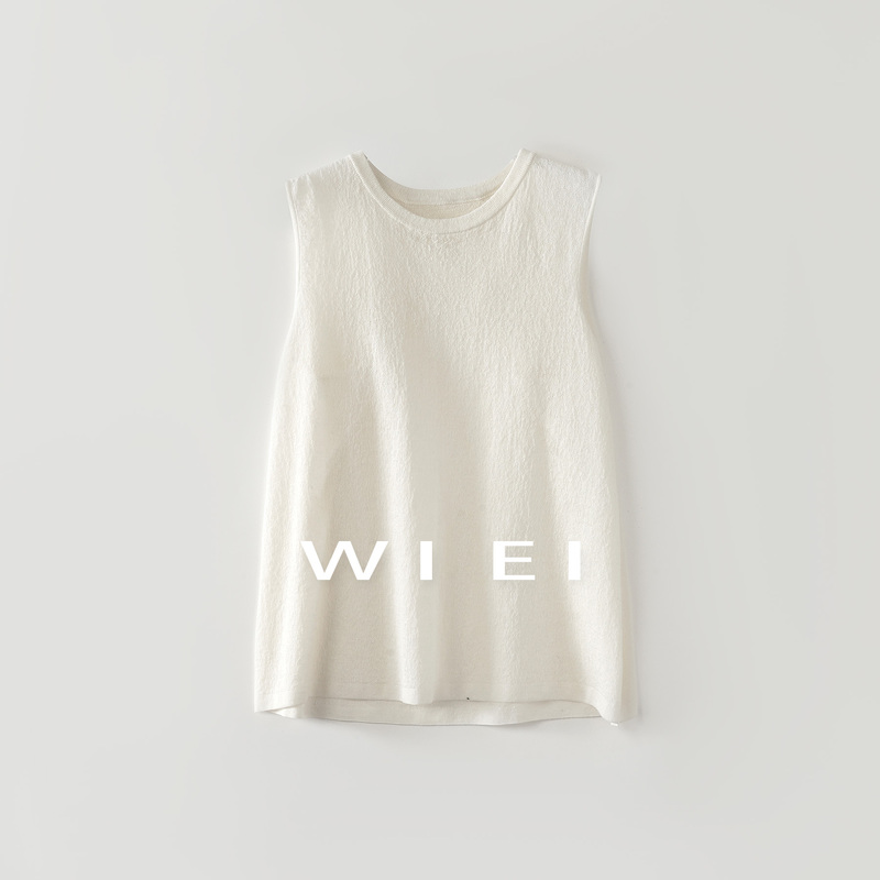 《Wi Ei》Small Ice Cube Linen Lyocell Lightweight Breathable Textured Knit Sleeveless Vest W26109066