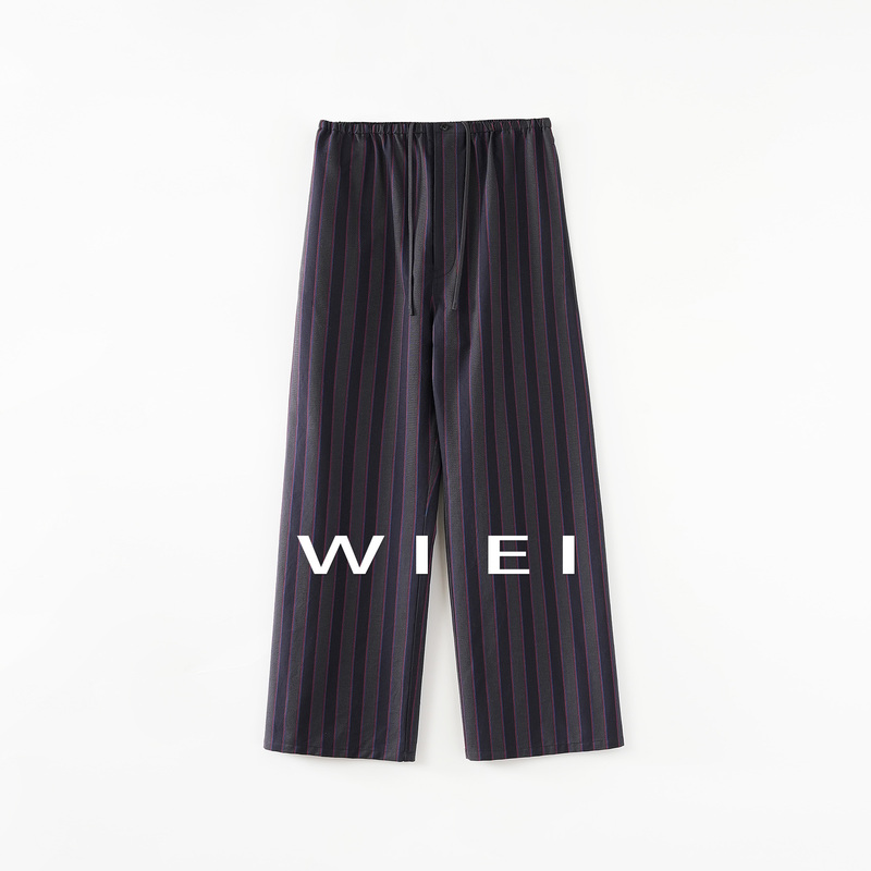 《Wi Ei》Color Stripe Pants*Mm* Same Source 100% Cotton Heavyweight Contrast Stripe Casual Pants W26102126