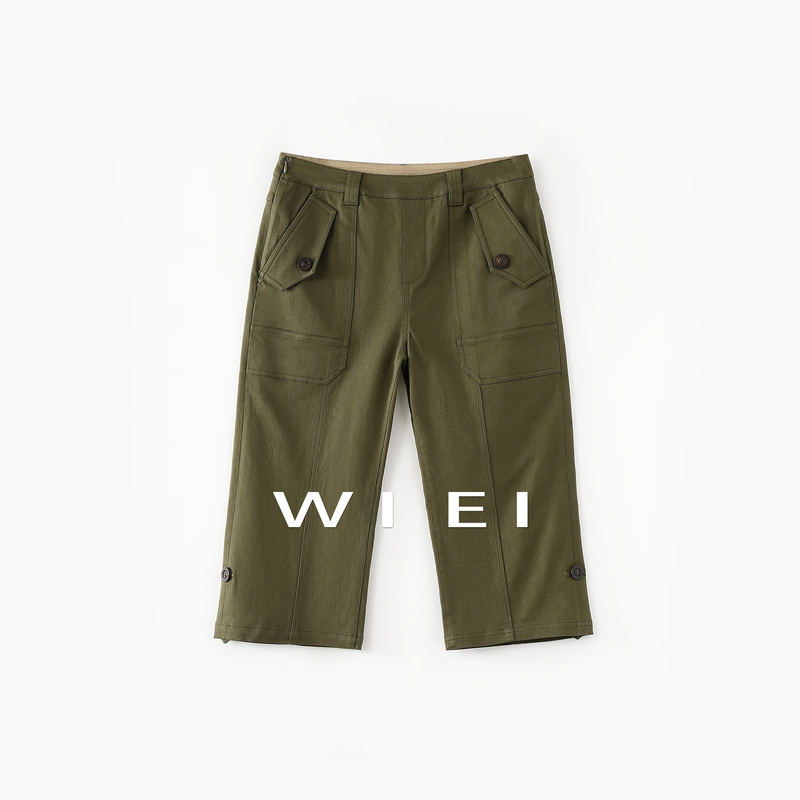 《Wi Ei》 Western-Style Pants* Retro Capri Workwear Style Custom-Dyed Cotton-Feel Six-Point Casual Pants W26103056 《Wi Ei》 Western-Style Pants* Retro Capri Workwear Style Custom-Dyed Cotton-Feel Six-Point Casual Pants W26103056