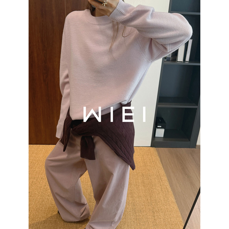 Rongrong Wiei Cream Mousse* Heavyweight 100% Wool Row Style Soft and Skin-Friendly Knitted Sweater W26109248