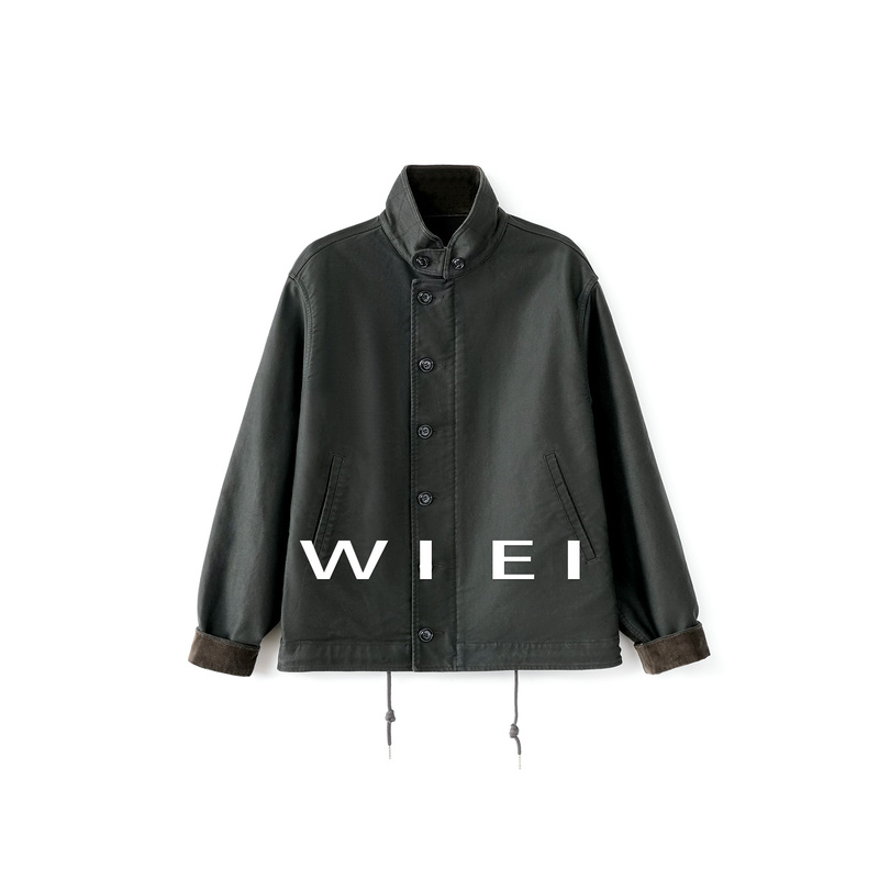 《Wi Ei》Deck Jacket 100% Cotton_Retro Corduroy Collar Classic Versatile Jacket W26106070