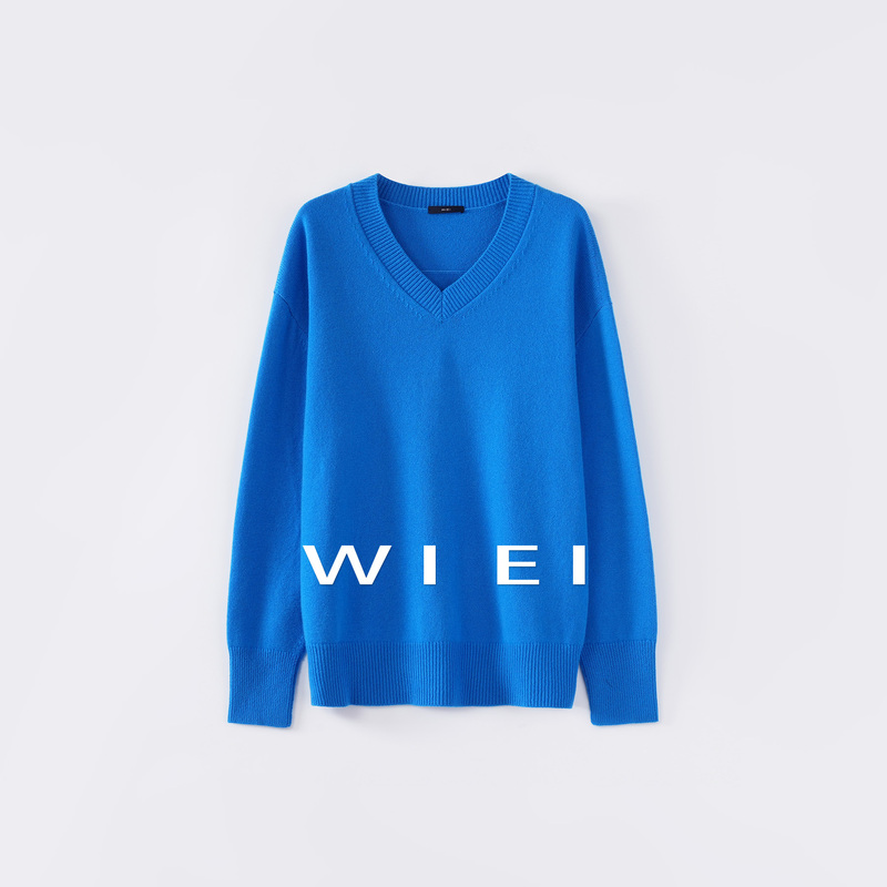 《Wi Ei》Warm Story* Consinee 100% Cashmere High Weight Long Sleeve V-Neck Knitted Sweater W26109282