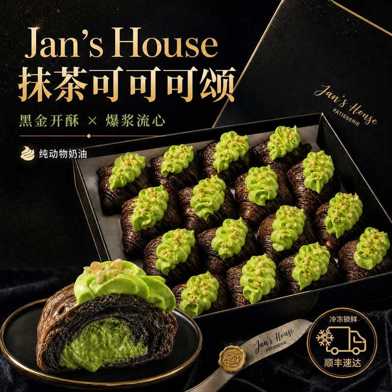 Jianwu 2026 Mini Cocoa Matcha Croissant Savory Pastry Frozen Dessert Hotel Banquet Tea Break Snack Jianwu 2026 Mini Cocoa Matcha Croissant Savory Pastry Frozen Dessert Hotel Banquet Tea Break Snack