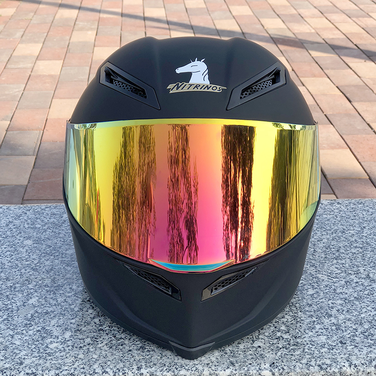 NITRINOS motorcycle helmet pure black four seasons men's and women's summer motorcycle racing big tail full-covered helmet