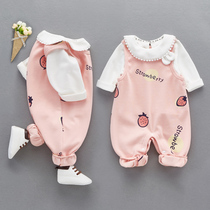 Full moon female baby clothes baby clothes baby Autumn cute Super Cute Princess Foreign one year old belt pants early spring autumn suit