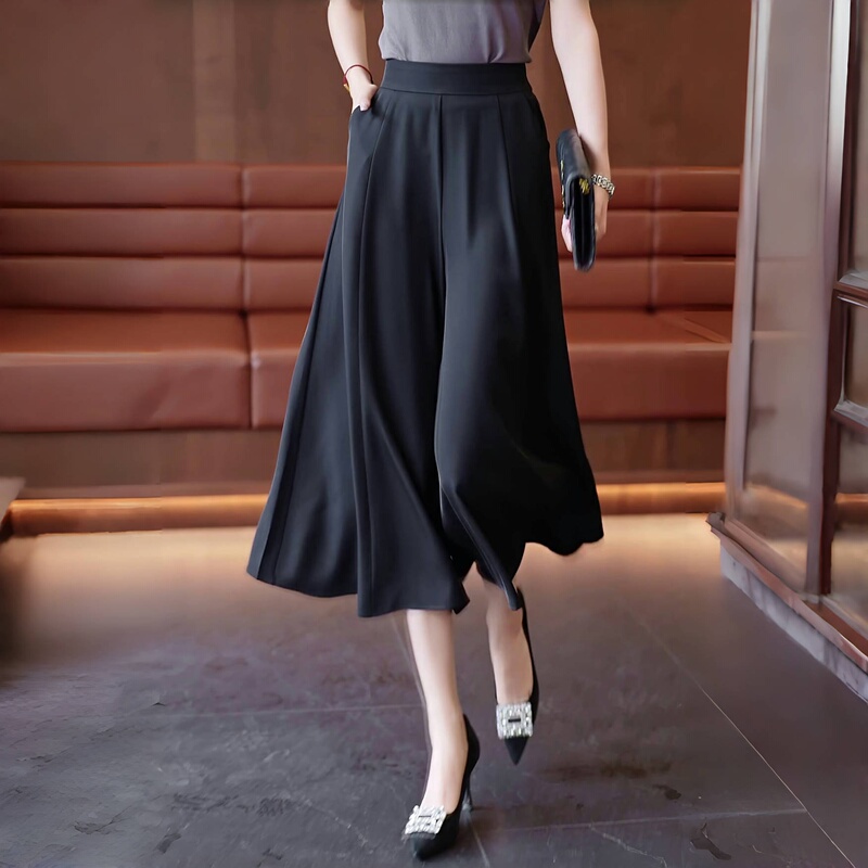 Chiffon Ice Silk Wide-Leg Pants for Women 2026 Summer New Thin Mom Pants Skirt High-Waisted Casual Straight-Leg Cropped Pants Chiffon Ice Silk Wide-Leg Pants for Women 2026 Summer New Thin Mom Pants Skirt High-Waisted Casual Straight-Leg Cropped Pants