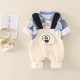 Baby clothes autumn suit newborn male baby jumpsuit spring and autumn double layer pure cotton super cute and cute going out climbing clothes