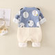 Baby clothes autumn suit newborn male baby jumpsuit spring and autumn double layer pure cotton super cute and cute going out climbing clothes