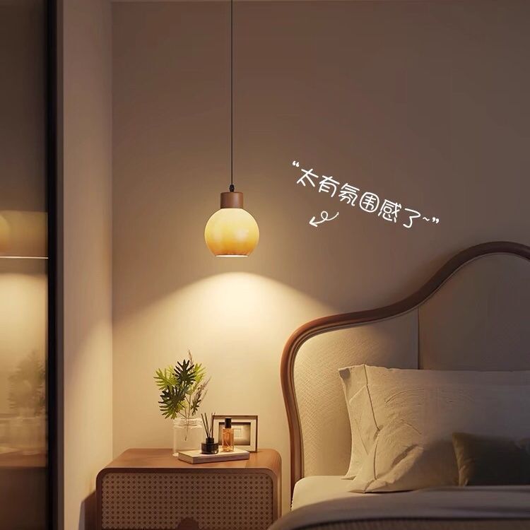 Walnut-Colored Bedside Pendant Light, Modern Minimalist Creative Personality Bedroom Small Pendant Light, Nordic Internet Celebrity Style ins Bar Table Lamp Walnut-Colored Bedside Pendant Light, Modern Minimalist Creative Personality Bedroom Small Pendant Light, Nordic Internet Celebrity Style ins Bar Table Lamp