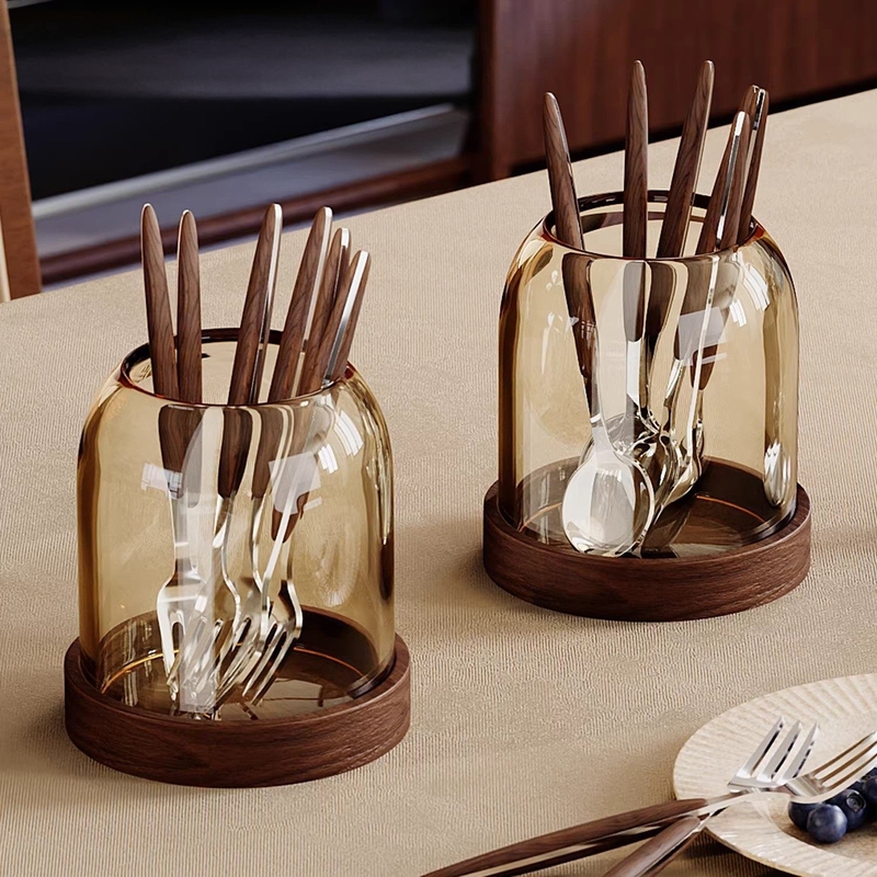 Imported High-Quality Fruit Fork Set with a Vintage Style, Made of Stainless Steel for Home Use, High-End Luxury Dessert Fork with Walnut Wood Grain