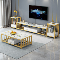 Light Extravagant TV Cabinet Tea Table Combination Suit Modern Minima Tempered Glass Tea Table Living Room Nordic Bedroom Small Family