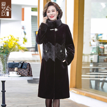 Mother autumn winter wear mink velvet coat middle-aged women plus velvet thick coat medium length fur mink 2020 New