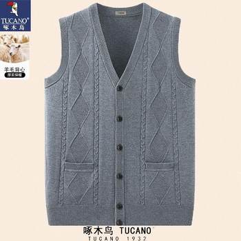 Wool vest woodpecker loose autumn and winter lace Wool vest woodpecker loose autumn and winter lace