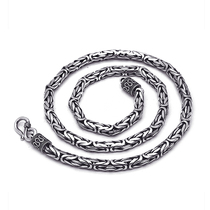 Thai silver retro domineering thick long sterling silver necklace Pingan pattern 99 feet silver tide men clavicle chain handmade personality jewelry