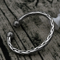 925 silver hand woven pure silver male hand ring Thai silver made of old retro bully hand bracelet with opening twist silver bracelet