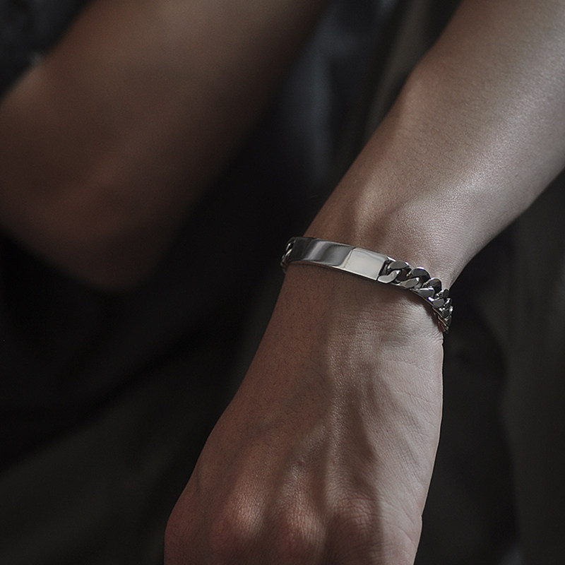 925 Silver Couple Thai Silver Whip Chain Personality Japanese and Korean Creative Fashion DIY Engraved Birthday Gift