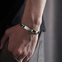 925 pure silver crowdsourced design ins to make old retro tank chain female couple lettering gift hook bracelet male wave