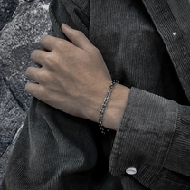 S925 sterling silver mens personality domineering angle chain fashion Thai silver retro hipster silver bracelet couple thick models