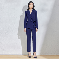 High-end Professional Dress Suit Suit Woman Autumn Winter Long Sleeve Positive Dress Manager Temperament Blue Suit Sales Department Workwear