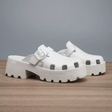 Нескользящие тапочки в стиле Crocs на платформе, мюли, подходят для носки на улице, закрытый носок