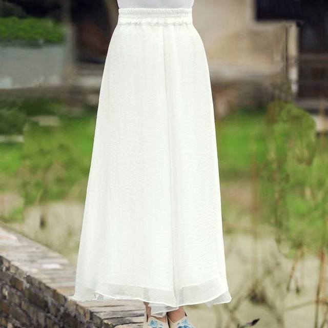 Draping white trendy chiffon wide-leg pants women's high waist summer thin section dance skirt pants yoga art Zen dance ancient style