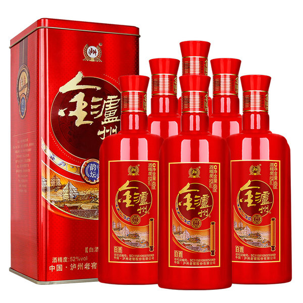 泸州老窖 金泸州 韵坛 52度白酒 450ml*6瓶整箱 双重优惠折后￥298包邮
