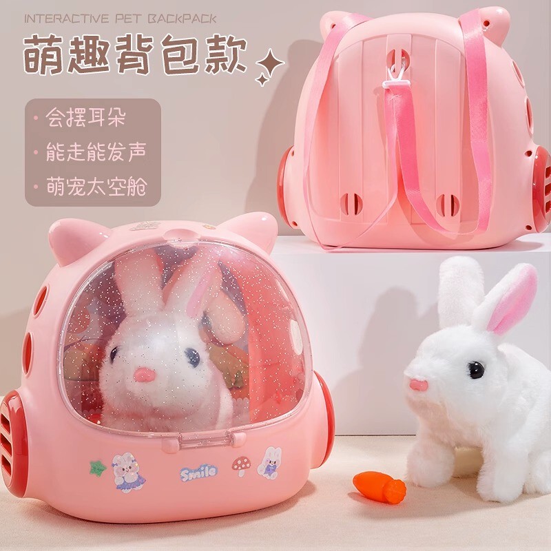 Children's Electric Realistic White Rabbit Plush Toy That Walks and Makes Sounds, Girl's Pet Doll, Dog Toy, Children's Day Gift