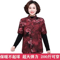 Middle Aged Camel Suede Waistcoat Women Half Sleeve Elastic Warm Cannons Shoulder Winter Old Cotton Vest Thickened cotton waistcoat