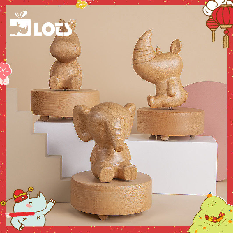 Lots cute animal music box rotating music box wooden ornaments girlfriends birthday gifts