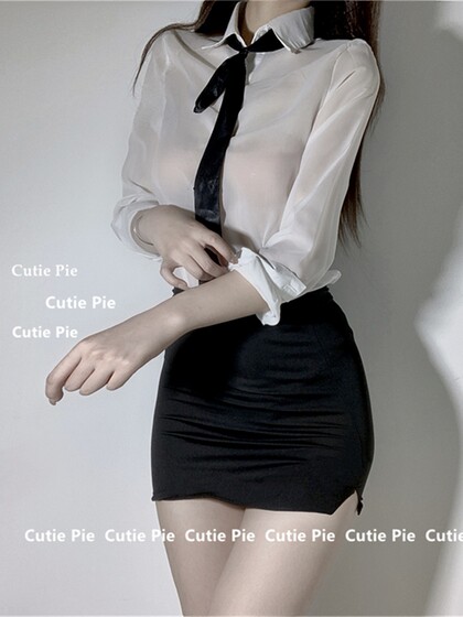 cutie：性感睡衣女衬衫薄透秘书制服诱惑透视吊带睡裙纯欲夏季女