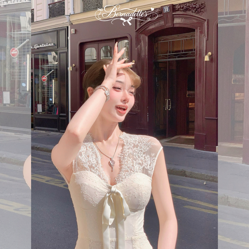 Miss Qianzi's "Classical Bride" Handmade Lace*Retro Pure Desire Gentle Fishtail Lace Dress for Women Summer Miss Qianzi's "Classical Bride" Handmade Lace*Retro Pure Desire Gentle Fishtail Lace Dress for Women Summer